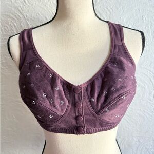 Comfort Front-Closure Purple Floral Wireless Bra